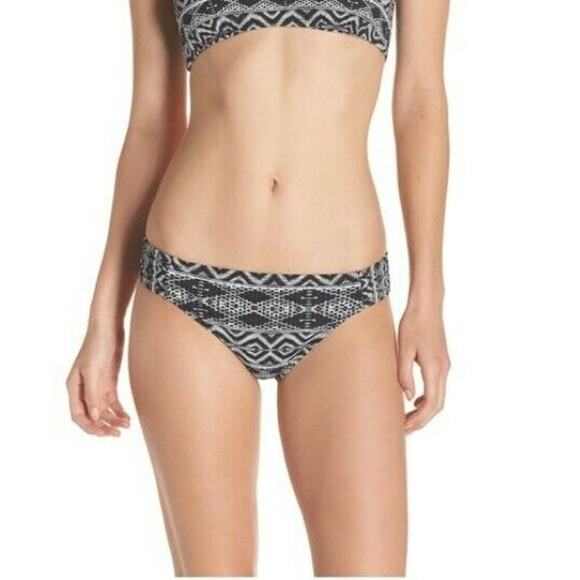 LA BLANCA Designer Jeans shirred hipster swimsuit bikini bottom black Size 8 NEW - Picture 2 of 8